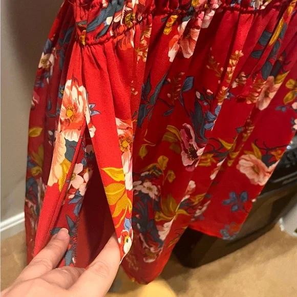 Loft red floral dress with pockets oversized xs - Picture 8 of 11
